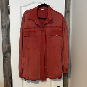 POL size small red sweatshirt material jacket boutique distressed